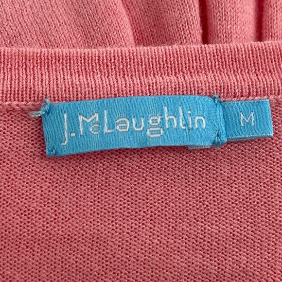 J. McLaughlin Pink V-Neck Long Sleeve Lightweight Cotton Pullover Sweater - Picture 7 of 8